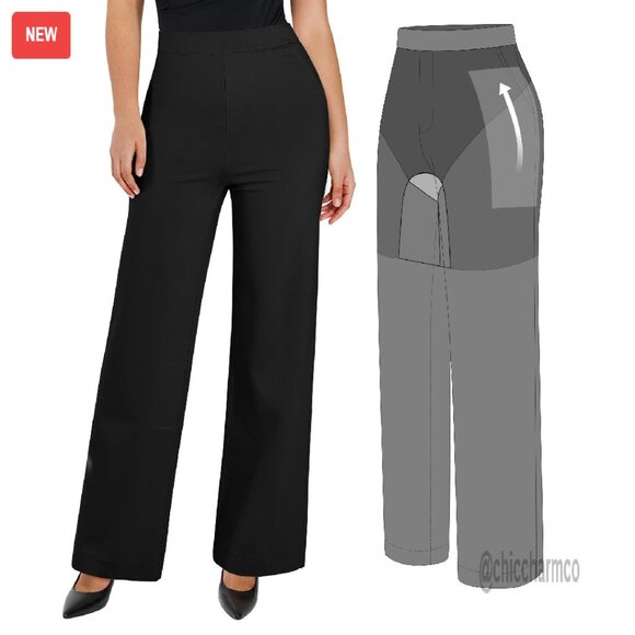 High Waisted Tummy Control Dress Pants Wide Leg Business Casual